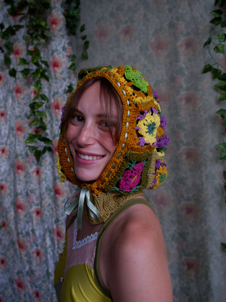 Crochet Flower Bonnet