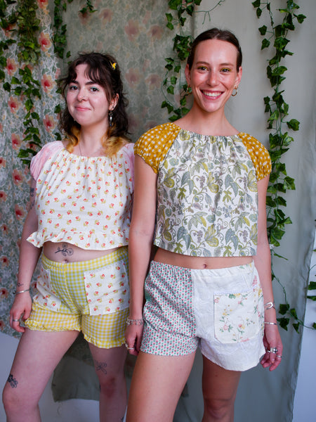 Dainty White Floral Patchwork Shorts