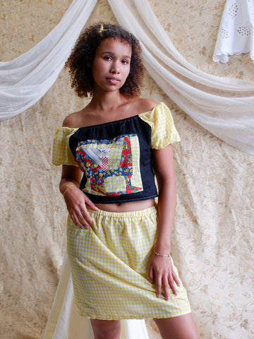 Patchwork Puff Sleeve Set