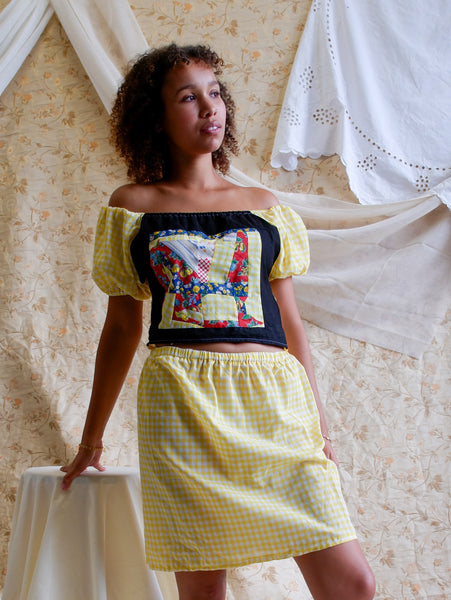 Patchwork Puff Sleeve Set